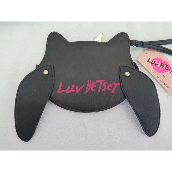 LUV BETSEY Black Frenchie Bulldog Unicorn LBTITAN Coin Purse Wristlet With Wings - Picture 6 of 9